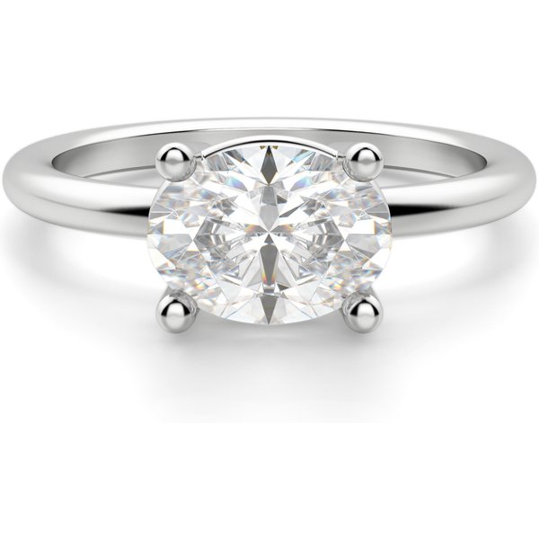 Klasyczny Pierścionek Zaręczynowy z Szlifem Owalnym 0.75 ct East-West Diament Laboratoryjny 585 Białe Złoto (14K)