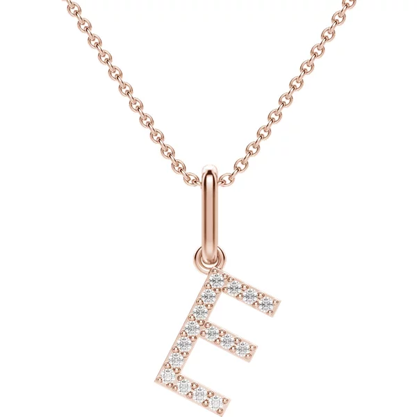Wisiorek Litera "E" Laboratoryjny Diament 585 Różowe Złoto (14K)
