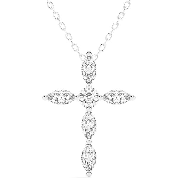 Wisiorek Krzyż Markýzový 0.50 ct Laboratoryjny Diament 585 Białe Złoto (14K)