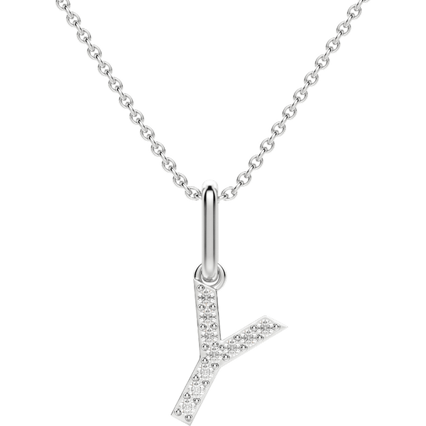 Wisiorek Litera "Y" Laboratoryjny Diament 585 Białe Złoto (14K)