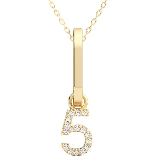 Wisiorek Numer "5" Laboratoryjny Diament 585 Żółte Złoto (14K)