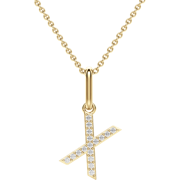 Wisiorek Litera "X" Laboratoryjny Diament 585 Żółte Złoto (14K)