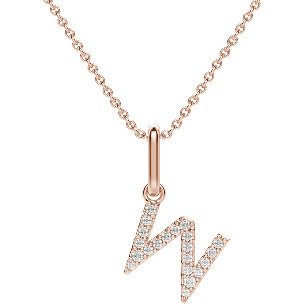 Wisiorek Litera "W" Laboratoryjny Diament 585 Różowe Złoto (14K)