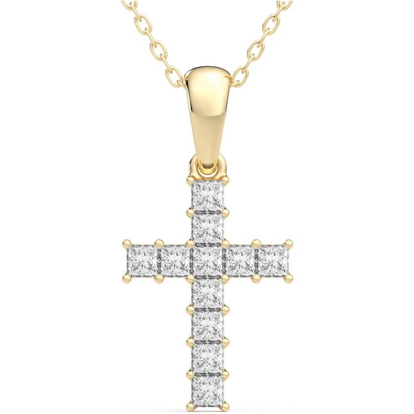 Wisiorek Krzyż 0.33 ct Laboratoryjny Diament 585 Żółte Złoto (14K)