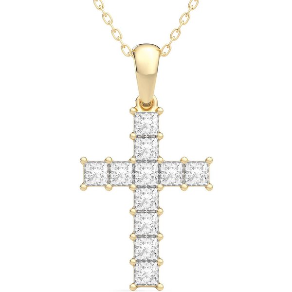 Wisiorek Krzyż 1.00 ct Laboratoryjny Diament 585 Żółte Złoto (14K)