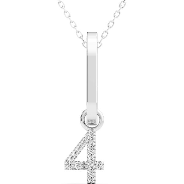 Wisiorek Numer "4" Laboratoryjny Diament 585 Białe Złoto (14K)