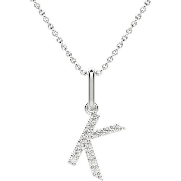 Wisiorek Litera "K" Laboratoryjny Diament 585 Białe Złoto (14K)