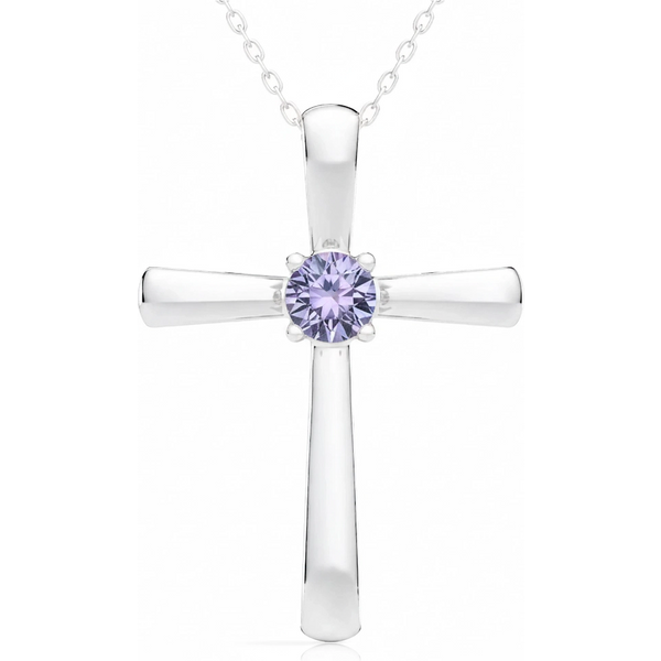 Wisiorek Krzyż z Tanzanitem 1.00 ct 925 Srebro