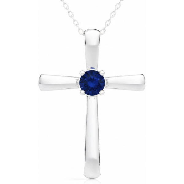 Wisiorek Krzyż z Szafirem 0.75 ct 925 Srebro