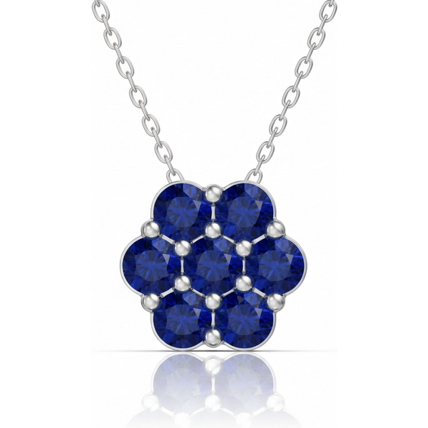 Wisiorek Klastrowy z Szafirami 2.00 ct 925 Srebro