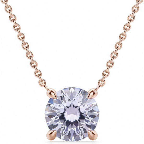 Naszyjnik z Tanzanitem Okrągłym 2.00 ct Claw Prong 417 Różowe Złoto