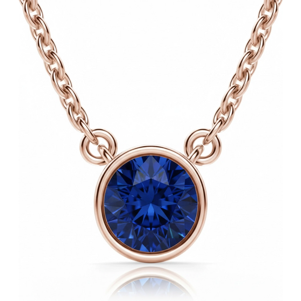 Naszyjnik Marseille z Szafirem Okrągłym 1.50 ct 585 Różowe Złoto