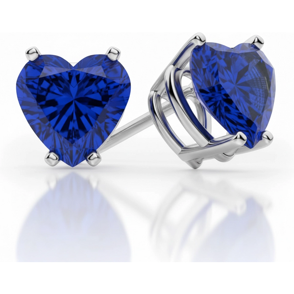 Kolczyki Sztyfty z Szafirem Sercowym 3.00 ct 925 Srebro