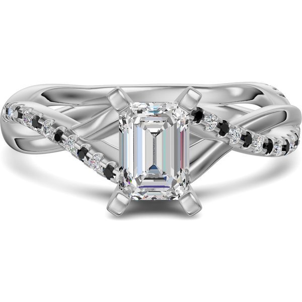 Twisted Accented Szmaragdowy 2.00 ct Pierścionek Zaręczynowy - Midnight - Diament Laboratoryjny 585 Białe Złoto