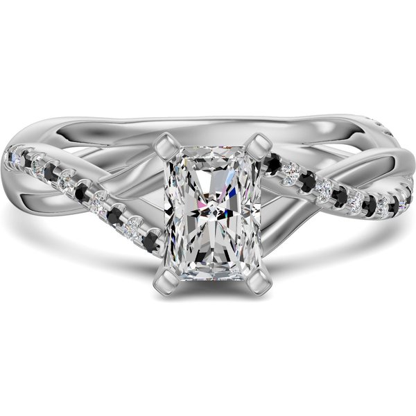Twisted Accented Radiant 1.25 ct Pierścionek Zaręczynowy - Midnight - Diament Laboratoryjny 950 Platyna