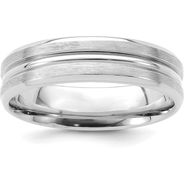 Obrączka Ślubna Grooved Comfort Fit 6 mm 585 Białe Złoto (14K)