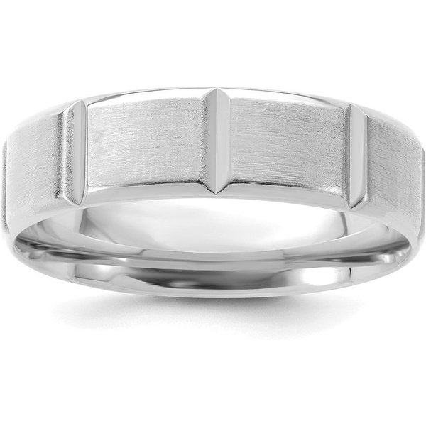 Obrączka Ślubna 6 mm z Fazowanymi Segmentami 585 Białe Złoto (14K)