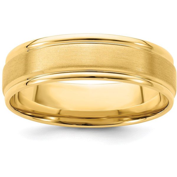 Szczotkowana Obrączka Ślubna Comfort Fit Grooved 6 mm 585 Żółte Złoto (14K)