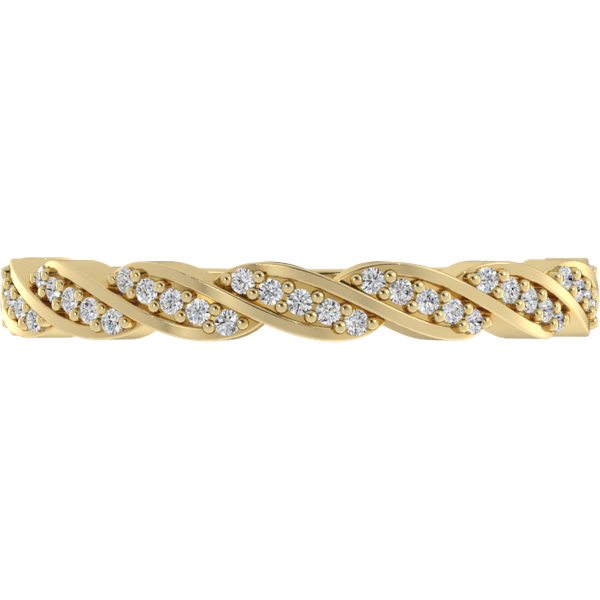 Obrączka Ślubna Petite Pave 1.10 MM Diament Laboratoryjny 585 (14K) Żółte Złoto