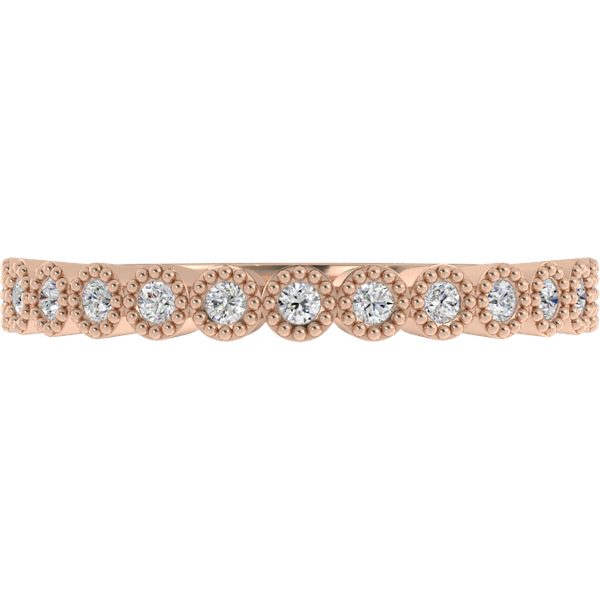 Obrączka Ślubna Bezel Arc 1.30 MM Diament Laboratoryjny 585 (14K) Różowe Złoto
