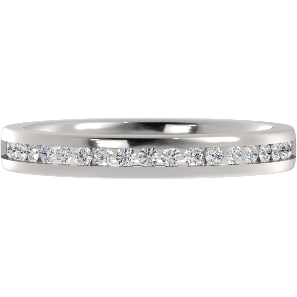 Obrączka Ślubna Half Eternity 2.20 MM Diament Laboratoryjny 585 (14K) Białe Złoto
