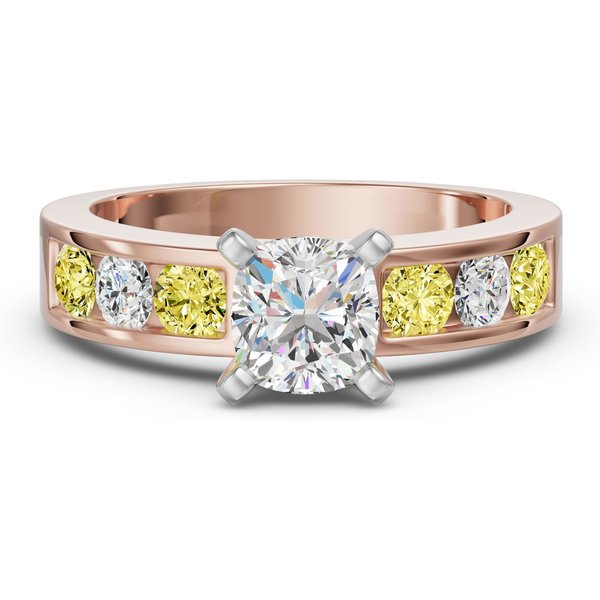 Diamond Diva Poduszkowy Pierścionek Zaręczynowy 1.75 ct - Canary - Diament Naturalny 585 Różowe Złoto