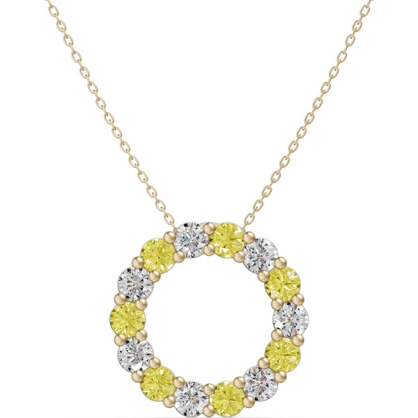 Wisiorek Koło Akcentowany z Diamentami 1.12 ct i Cytrynami 585 Żółte Złoto