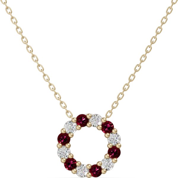 Wisiorek Koło Akcentowany z Diamentami 0.18 ct i Rubiny 585 Żółte Złoto