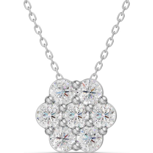 Klastrowy Wisiorek z Okrągłym Szlifem 1.00 Karat Diament Laboratoryjny 585 Białe Złoto (14K)
