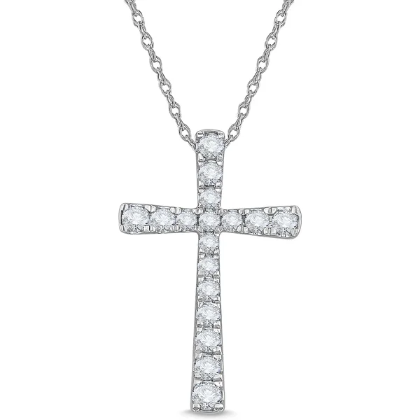 Wisiorek Krzyż Diamentowy Diament Laboratoryjny 585 Białe Złoto (14K)