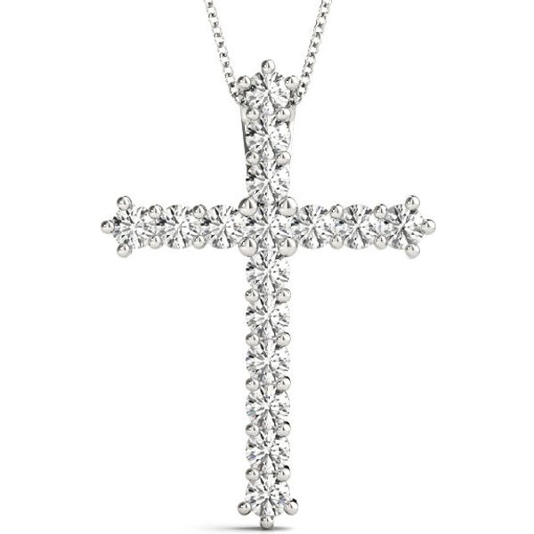 Wisiorek Krzyż z Białego Złota Diament Laboratoryjny 585 Białe Złoto (14K)
