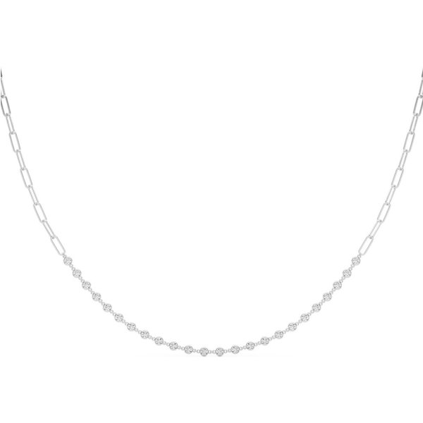 Naszyjnik z Akcentem Diamentu Laboratoryjnego Paperclip 0.81 ct 585 Białe Złoto (14K)