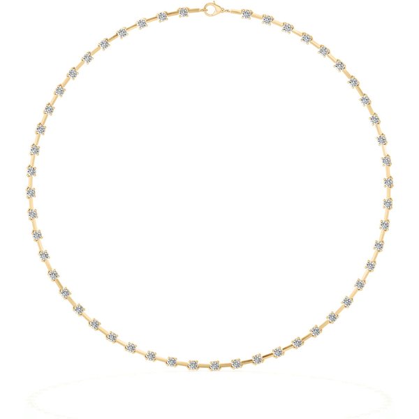 Choker z Rozstawionymi Diamentami o Szlifie Okrągłym Diament Laboratoryjny 585 Żółte Złoto (14K)