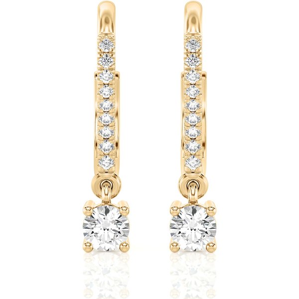 Kolczyki Koła z Okrągłym Diamentem Diament Laboratoryjny 585 Żółte Złoto (14K)