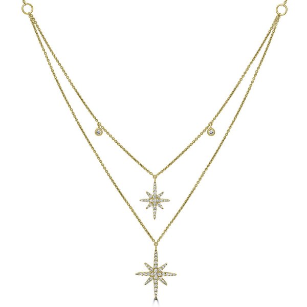 Podwójny Naszyjnik Starburst Diament Naturalny 585 Złoto Żółte (14K)