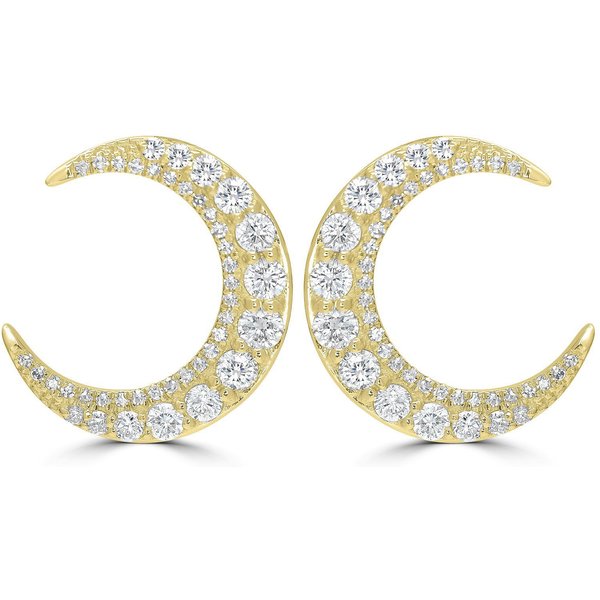 Sztyfty w Kształcie Półksiężyca z Naturalnym Diamentem 0.88 ct 585 Żółte Złoto (14K)