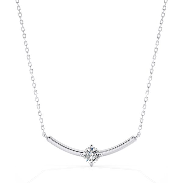 Naszyjnik Smile z Diamentem Solitérem Diament Laboratoryjny 585 Białe Złoto (14K)