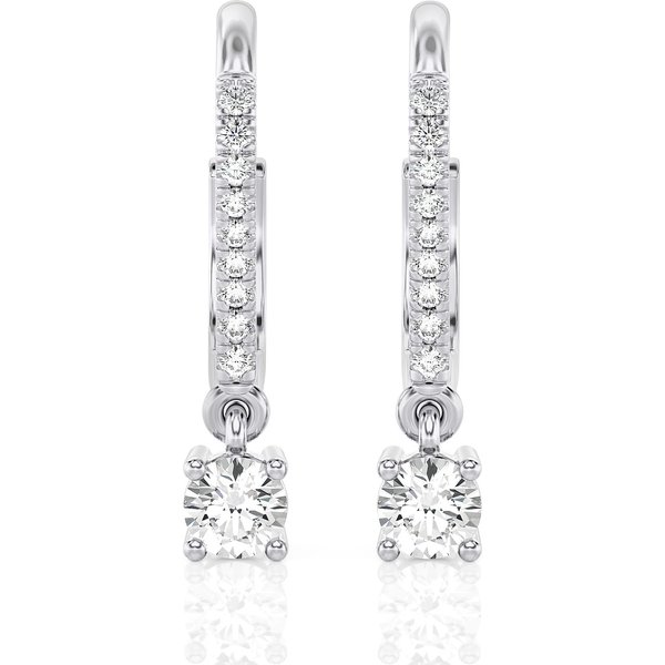 Kolczyki Koła z Okrągłym Diamentem Diament Laboratoryjny 585 Białe Złoto (14K)