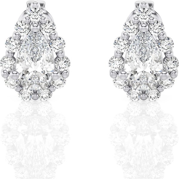 Sztyfty Halo z Diamentem w Szlifie Gruszkowym 1.10 ct Diament Laboratoryjny 585 Białe Złoto (14K)
