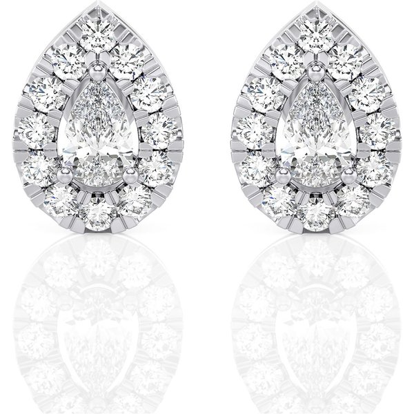 Sztyfty Halo z Diamentem w Szlifie Gruszkowym 1.00 ct Diament Laboratoryjny 585 Białe Złoto (14K)
