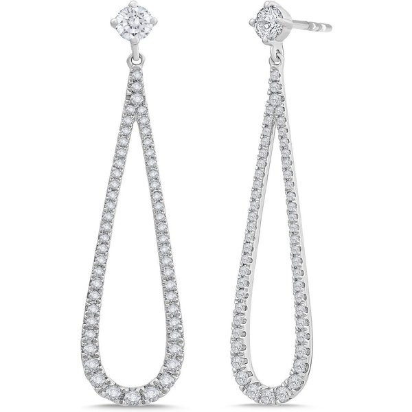 Teardrop Otwierane Owalne Kolczyki Wiszące 1.00 ct Laboratoryjny Diament 585 Białe Złoto (14K)