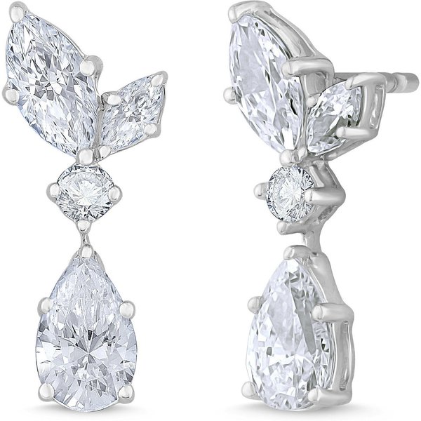 Wiszące Kolczyki Markizowe i Gruszkowe 3.50 ct Laboratoryjny Diament 585 Białe Złoto (14K)