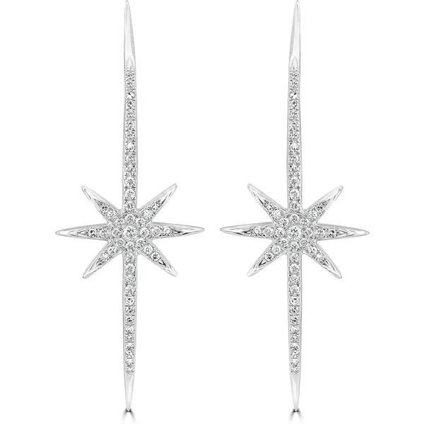 Kolczyki Starburst z Naturalnym Diamentem 0.43 ct 585 Białe Złoto (14K)