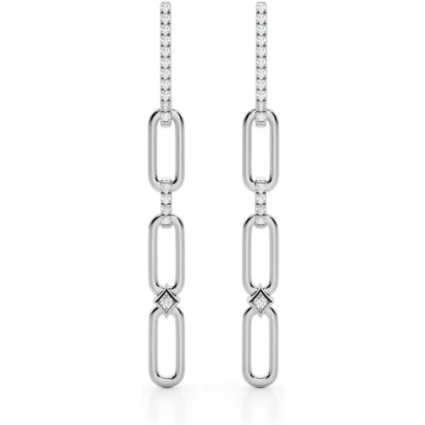 Wiszące Kolczyki z Łańcuszkiem 0.26 ct Laboratoryjny Diament 750 Białe Złoto (18K)