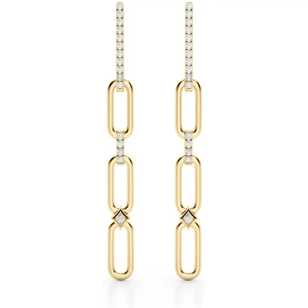 Wiszące Kolczyki z Łańcuszkiem 0.26 ct Laboratoryjny Diament 750 Żółte Złoto (18K)