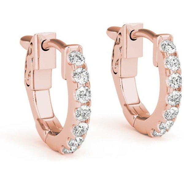 Pave Náušnice Huggie 0.28 ct Diament Laboratoryjny 585 Różowe Złoto (14K)