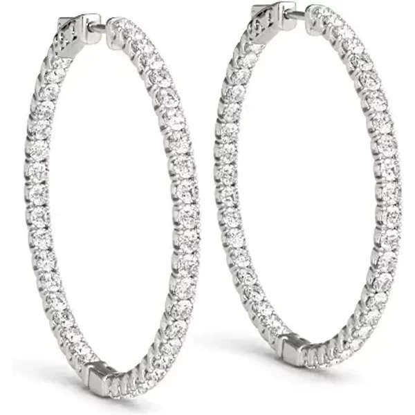 Inside Out 40 mm Kolczyki Koła Diamentowe 4.20 krt Diament Laboratoryjny 585 Białe Złoto (14K)