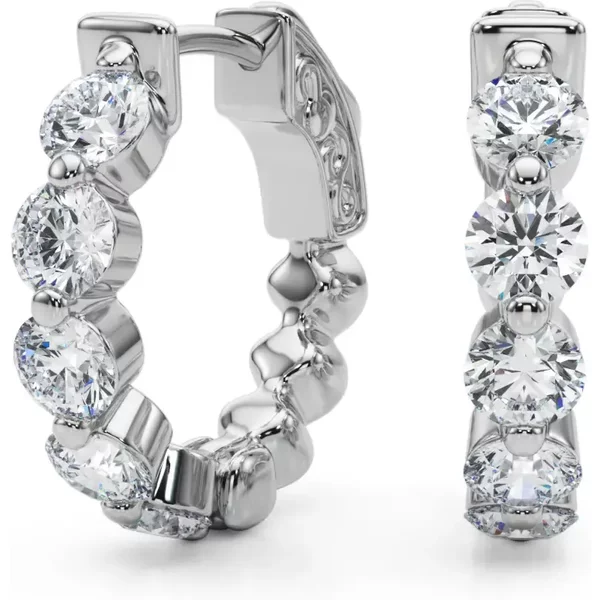 Kolczyki Koła Diamentowe Single Row 1.00 krt Diament Laboratoryjny 585 Białe Złoto (14K)