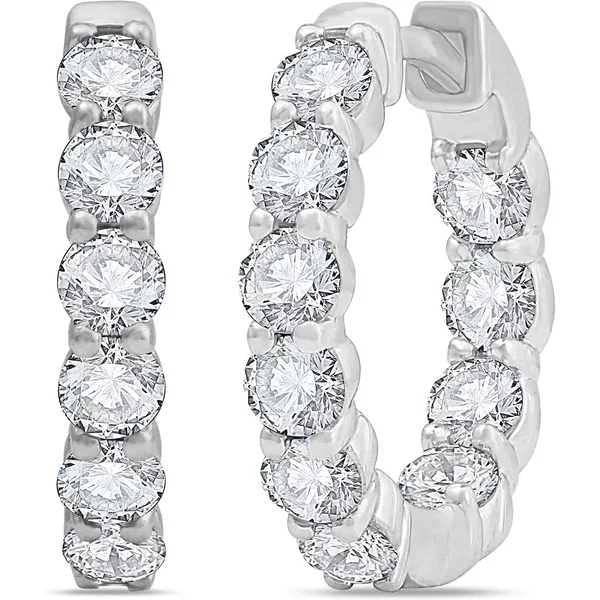 Inside Out Kolczyki Koła Huggie 2.00 krt Diament Laboratoryjny 585 Białe Złoto (14K)