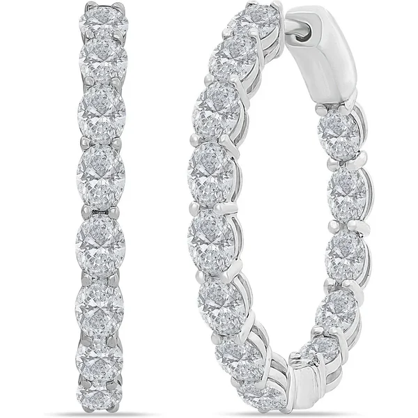 Inside Out 24 mm Kolczyki Koła z Owalnymi Kamieniami 3.12 ct Diament Laboratoryjny 585 Białe Złoto (14K)